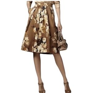 VINTAGE TALBOTS BROWN FLORAL PLEATED A LINE SKIRT SZ 4P